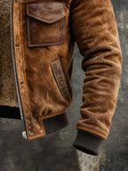 Harlan - Men's Sherpa-Lined Bomber Jacket with Ribbed Cuffs