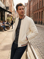 Men's Bomber Jacket with Zip and Stand-Up Collar