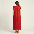 Josette | Ruffle V-Neck Linen Maxi Dress