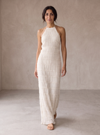 Elegant halter neck summer dress for effortless sophistication