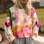 FERRONA | MULTICOLOR TIE-DYE FLORAL KNIT SWEATER