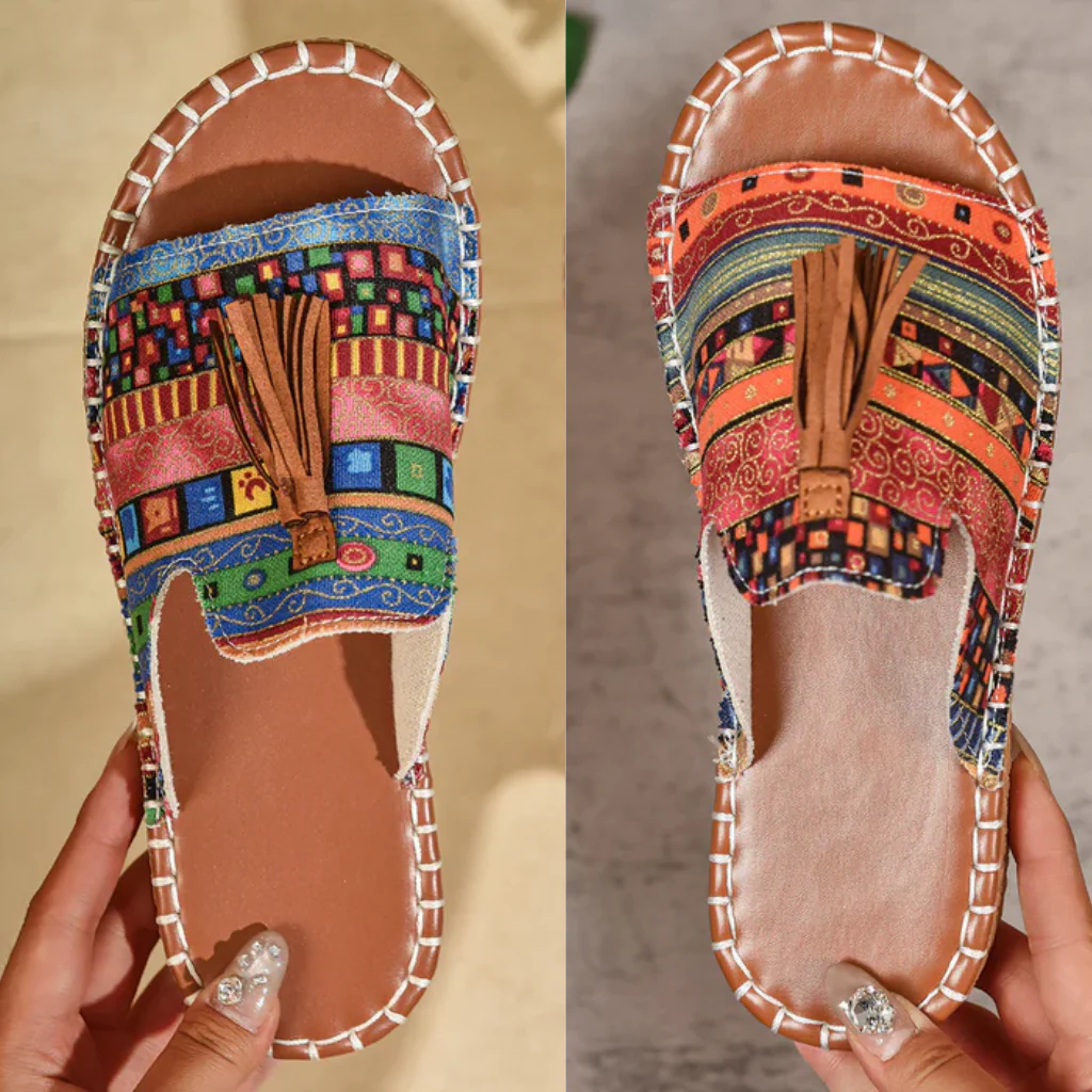 Elegant and Comfortable Summer Sandals with Unique Print