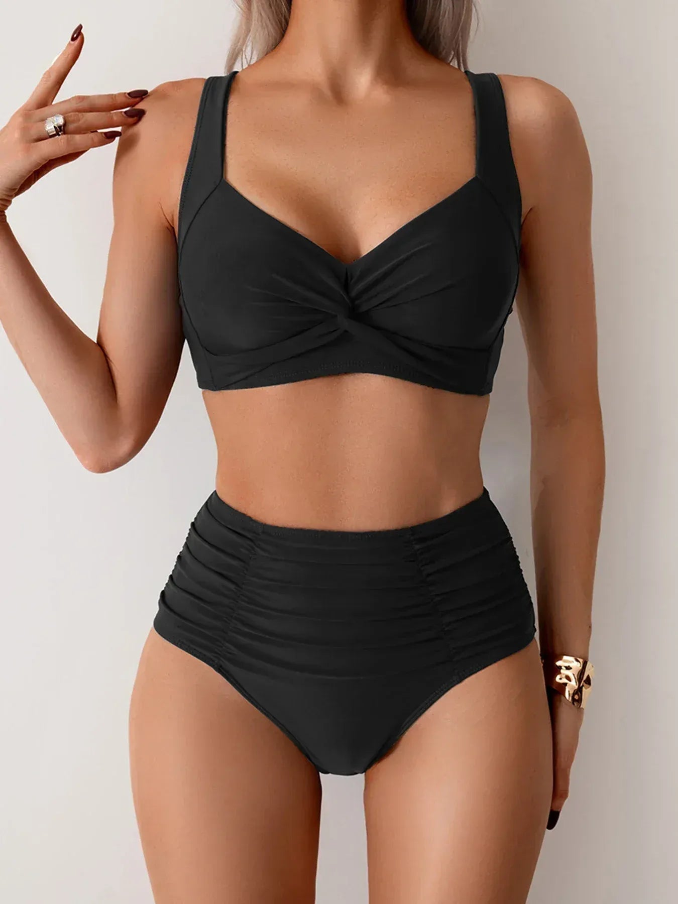 Elegant high-waisted bikini for confident summer days
