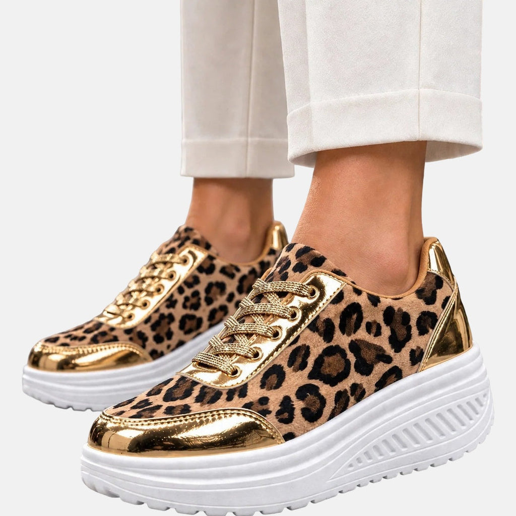 Elegant comfort with stylish leopard print trainers