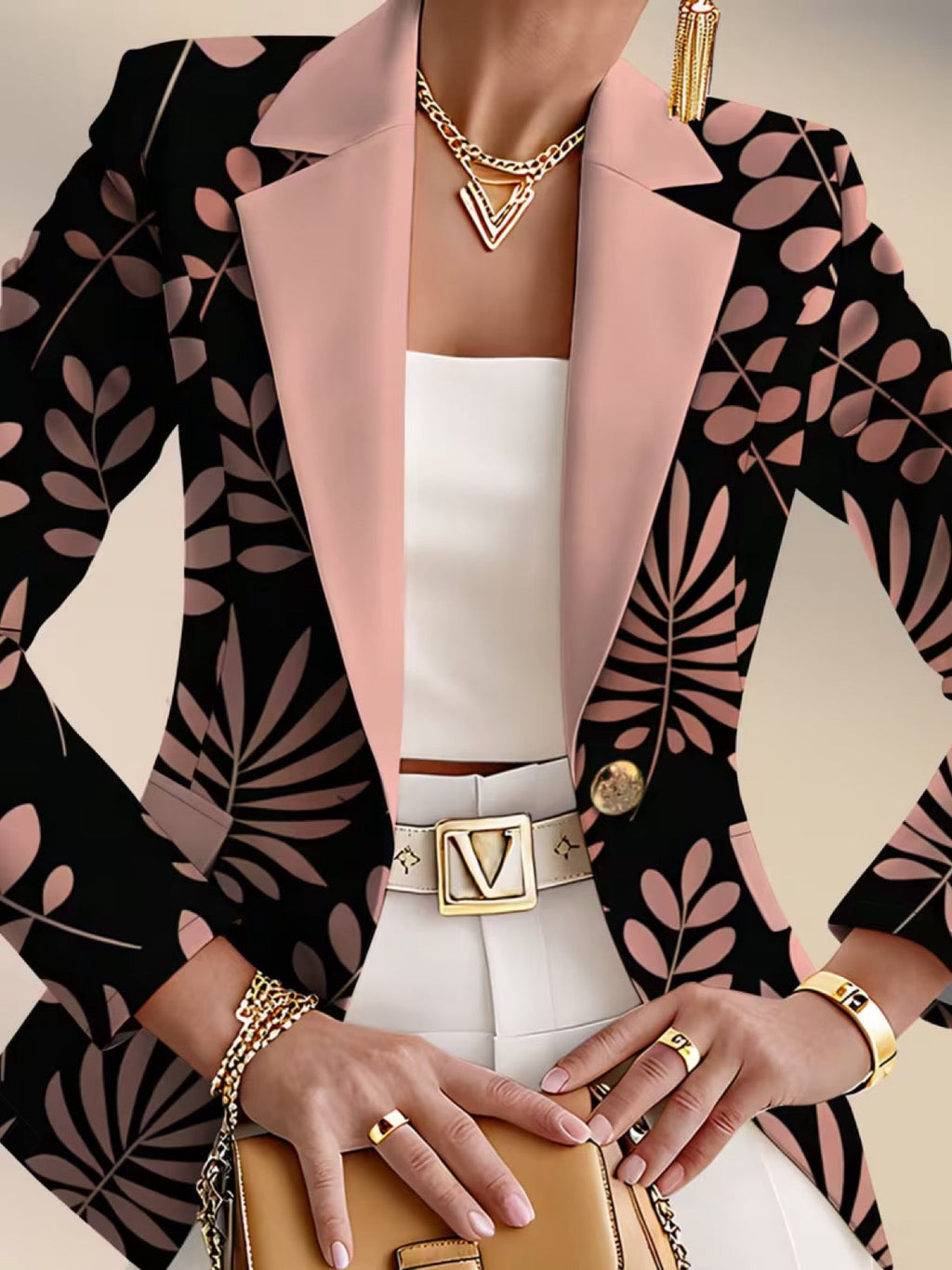 Odaya™ | Pink Leaf Blazer