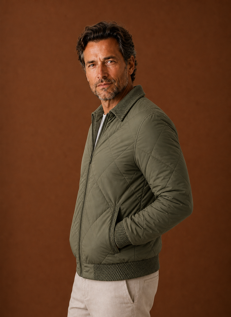 Men's Bomber Jacket - Zip-Up Casual Jacket