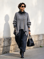 Olivia | Faux Leather Trim Knit Cardigan Jacket