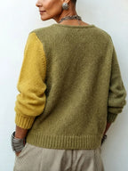 Artistic Cozy Asymmetric Color-block Knit Cardigan