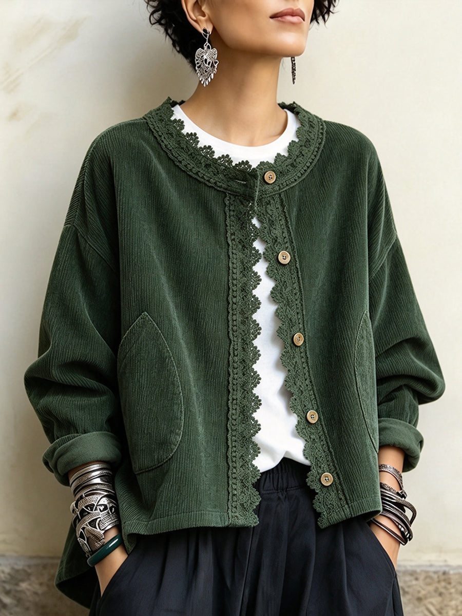Maeve™ Lace-Trim Corduroy Jacket