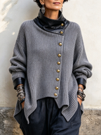Olivia | Faux Leather Trim Knit Cardigan Jacket