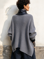 Olivia | Faux Leather Trim Knit Cardigan Jacket