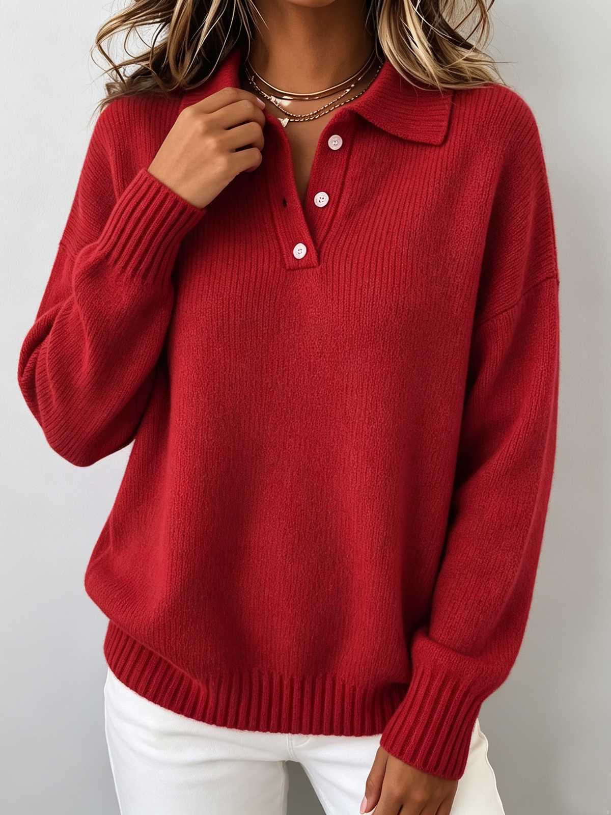 Marvelle™ | Chic Polo Hooded Knit Jumper