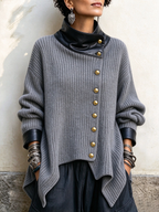 Olivia | Faux Leather Trim Knit Cardigan Jacket