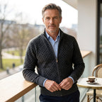High-neck zip-up jumper