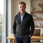 High-neck zip-up jumper