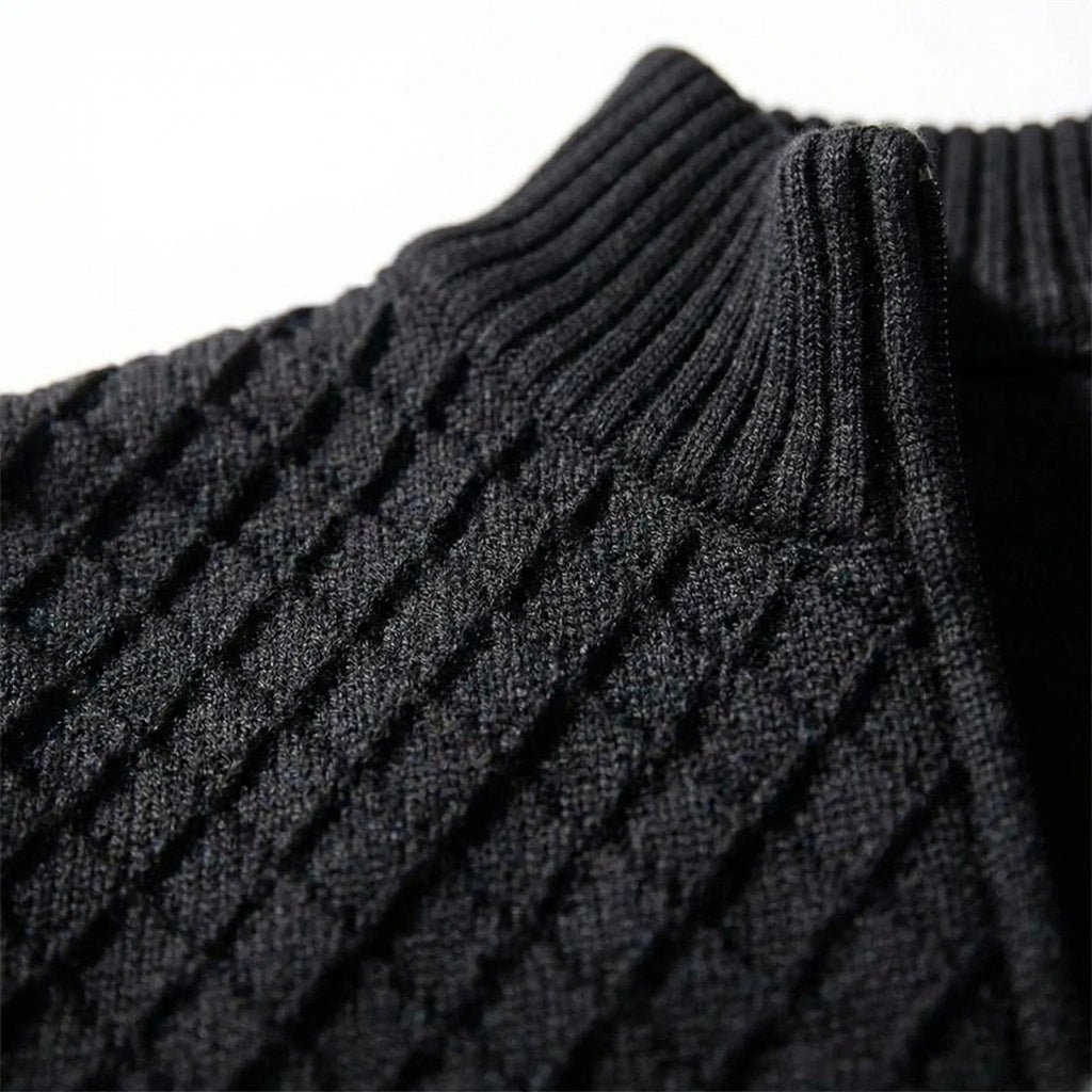 High-neck zip-up jumper