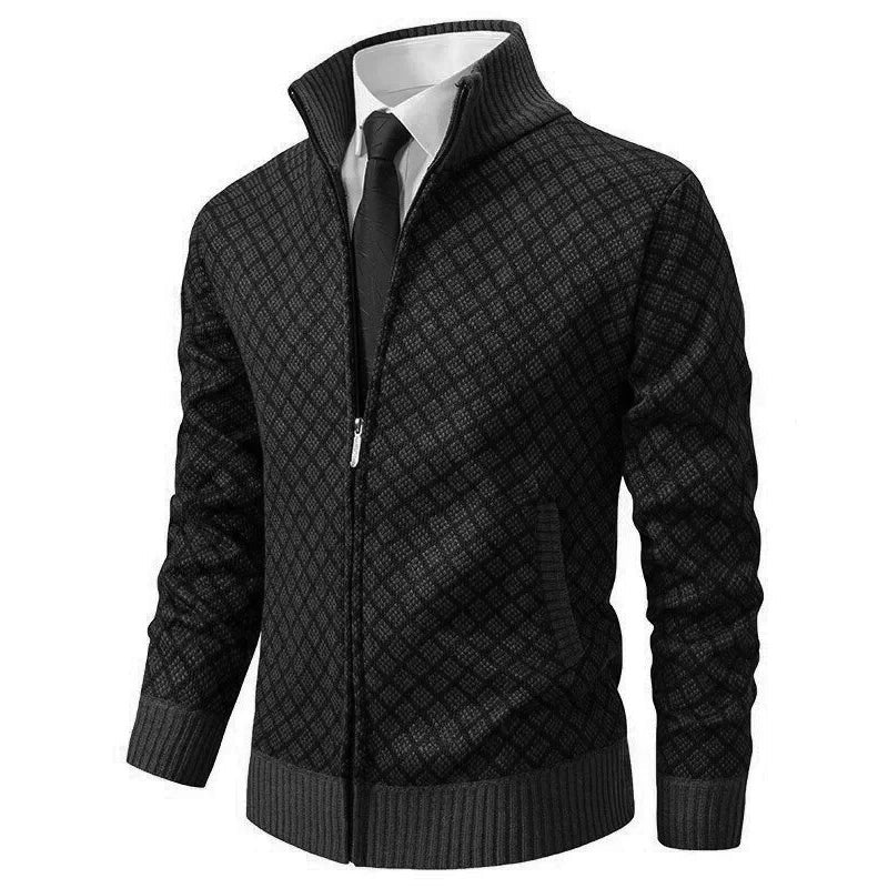 High-neck zip-up jumper