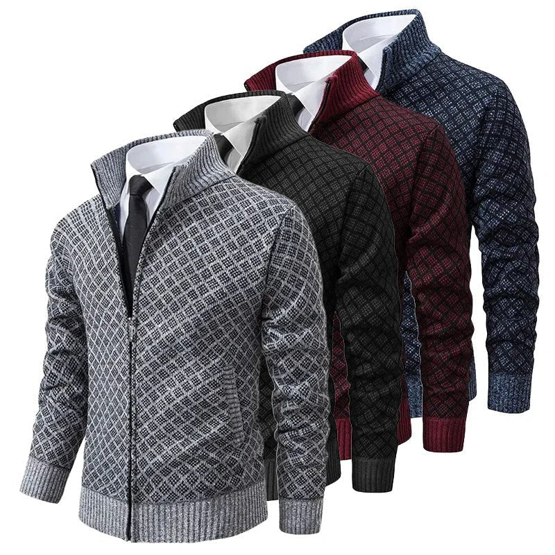 High-neck zip-up jumper