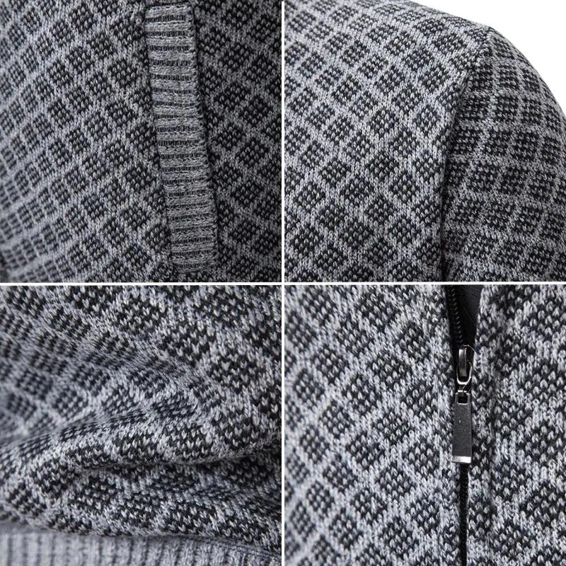 High-neck zip-up jumper