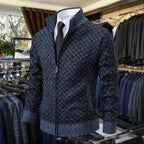 High-neck zip-up jumper